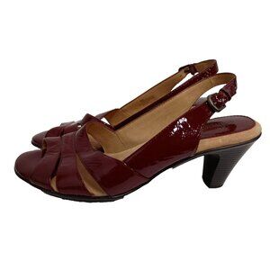 Soft Spots Womens Dress Sandals Heels Size 9M Burgundy Velvet Slingback Comfort